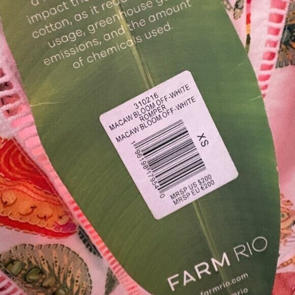 FARM Rio Macaw Bloom Off White Romper Colorful NWT Size Xsmall - Missing Belt - Picture 3 of 5